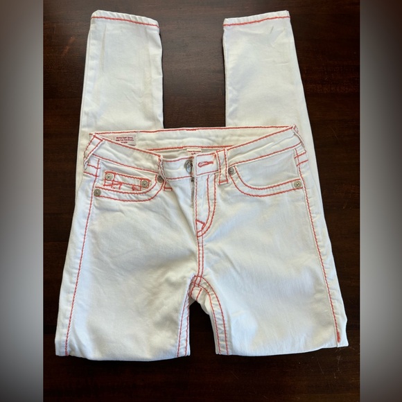 True Religion Jeans - Women’s Skinny Jeans. White with Red Stitching. Size 27 - Picture 2 of 9